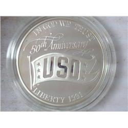 1991 USO PROOF SILVER DOLLAR