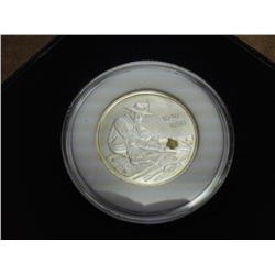 SILVER ROUND WITH GENUINE PLACER GOLD NUGGET