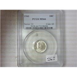 1941 MERCURY DIME PCGS MS66