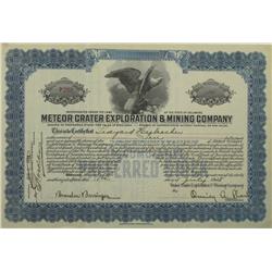 Canyon Diablo,AZ - Coconino County - July 15, 1928 - Meteor Crater Exploration & Mining Company Stoc