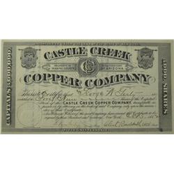 Castle Creek,AZ - Yava Pai County - Oct. 3, 1882 - Castle Creek Copper Co. Stock Certificate :  