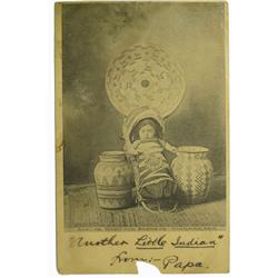 Kingman,AZ - Mohave County - 1907 - Apache Baby and Baskets RPC *Territorial* :  