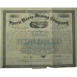 Mineral Creek,AZ - Pinal County - June 20, 1866 - Specie Basis Mining Co. Bond :  