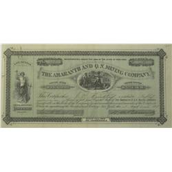Pima County,AZ - March 3, 1881 - Amaranth & Q. N. Mining Co. Stock Certificate :  
