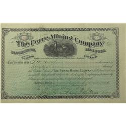 Pinal County,AZ - May 16, 1882 - Ferre Mining Co. Stock Certificate :  
