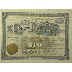 Tombstone,AZ - Cochise County - April 16, 1888 - Gordon Mining Co. Stock Certificate :  