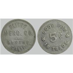 Blythe,CA - Riverside County - Blythe Merc. Co. Token : 5c - 