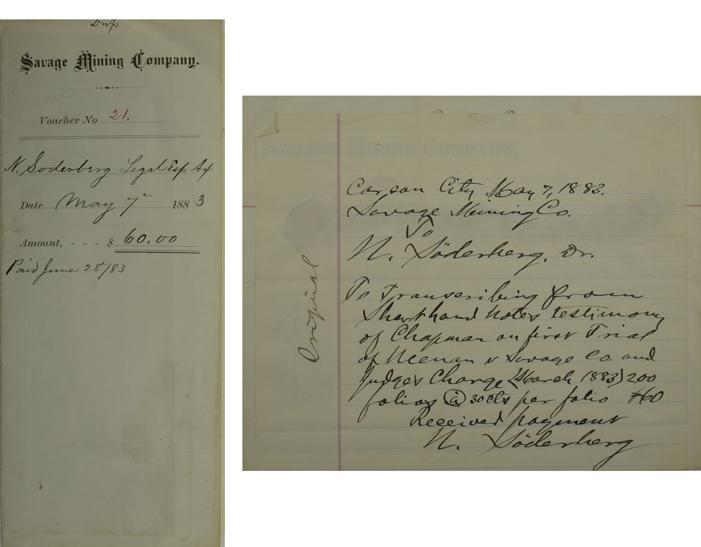 Carson City NV Ormsby County May 7th 1883 Soderberg Assay