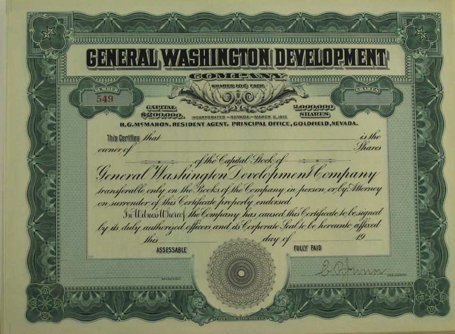 Goldfield,NV - Esmeralda County - 1917 - General Washington Development ...