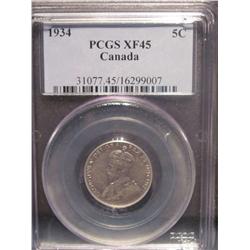1934 5 cents PCGS XF45