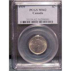 1939 5 cents PCGS MS62