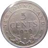Image 3 : 1929 Silver 5 cents Newfoundland ICCS EF45
