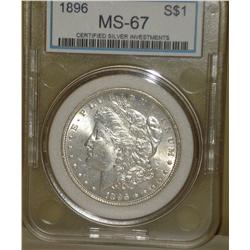 1896 MORGAN dollar Graded MS67