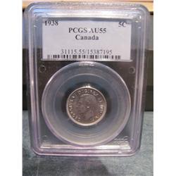 1938 5 cents PCGS AU55
