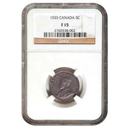 1925 5 cents KEY DATE NGC F15