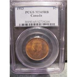 1913 Large cent PCGS MS65RB