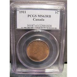 1911 Large cent PCGS MS63RB