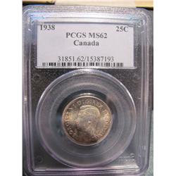 1938 Silver 25 cents PCGS MS62