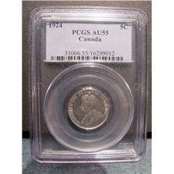 1924 5 cents PCGS AU55