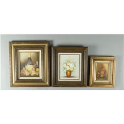 (3) Oil Paintings of Floral Still Life's