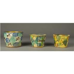 (3) Pottery "Eggs & Spinach" Jars