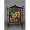 Image 1 : Fine Ebony Wood And  Embroidered Fire Screen