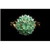 Image 1 : Diamond, Emerald and 14K Yellow Gold Ring
