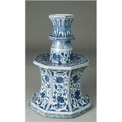 Large & Impressive Blue & White Candle Holder