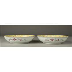 Pr. Chinese Famille Rose Porcelain Shallow Bowls