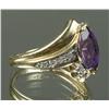 Image 2 : Ladies 10K Gold, Amethyst & Diamond Ring