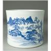 Large Chinese Blue & White Porcelain Brush Pot