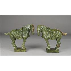 Pr. Finley Carved Chinese Jade Tang Horses