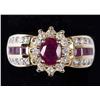 Image 1 : Ladies Ruby, Diamond and 14K Gold Ring
