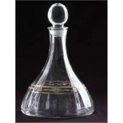 CRYSTAL WINE DECANTER - GOLD & WHITE
