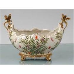 HAND PAINTED PORCELAIN AND BRASS BOWL