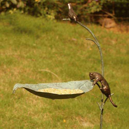 Bird Cat Garden Stake Bird Feeder