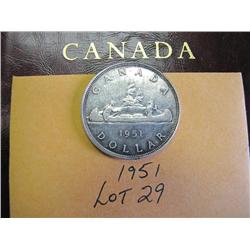 1951 Canadian Silver Dollar 