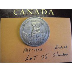 1858-1958 Canadian Silver Dollar BC