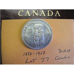 1858-1958 Canadian Silver Dollar BC
