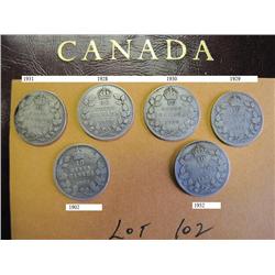Canadian Dimes Set of 6