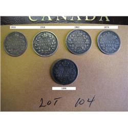 Canadian 5 Cents Small Set of 5