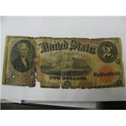 1917 2$ United States Note Poor Shape