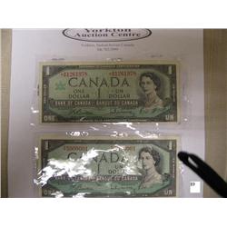 1954 1967 Canadian 1$ Notes