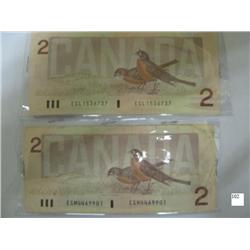 1986 Canadian 2$ Notes
