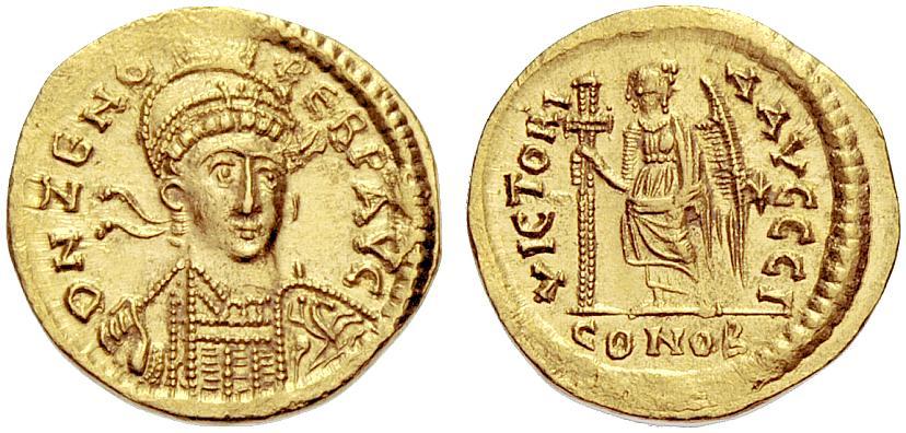 Roman Emp Zeno Solidus 476 491 Av 4 49g