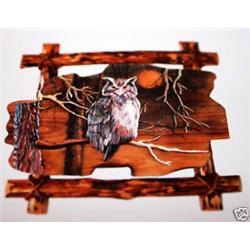 "OWL" - FRAMED  WOOD CARVING  -  QUALITY
