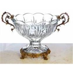 CRYSTAL BOWL WITH ACCENTS OF BRASS
