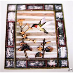 "HUMMING BIRD IN FLIGHT" -  FRAMED WOOD CARVING  -  QUALITY