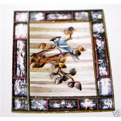 "BLUE JAY" -   FRAMED WOOD CARVING  -  QUALITY