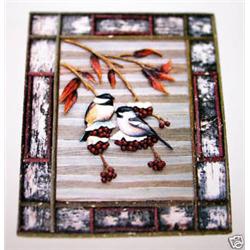 "CHICKADEES" - FRAMED -  WOOD CARVING  -  QUALITY
